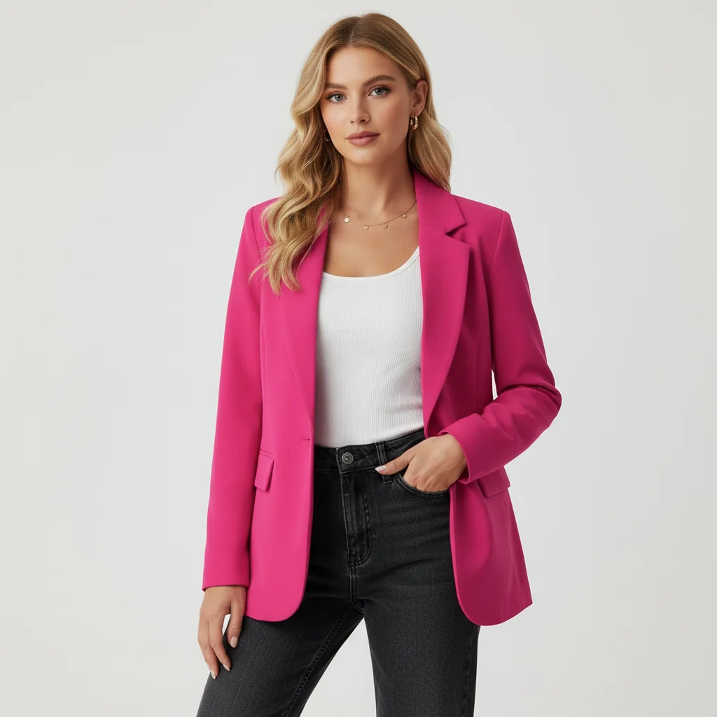 Taillierter Damen Blazer | Eleganter Business Blazer mit Knopfdetail und Taschen | Leichte Jacke f��r B��ro und Freizeit