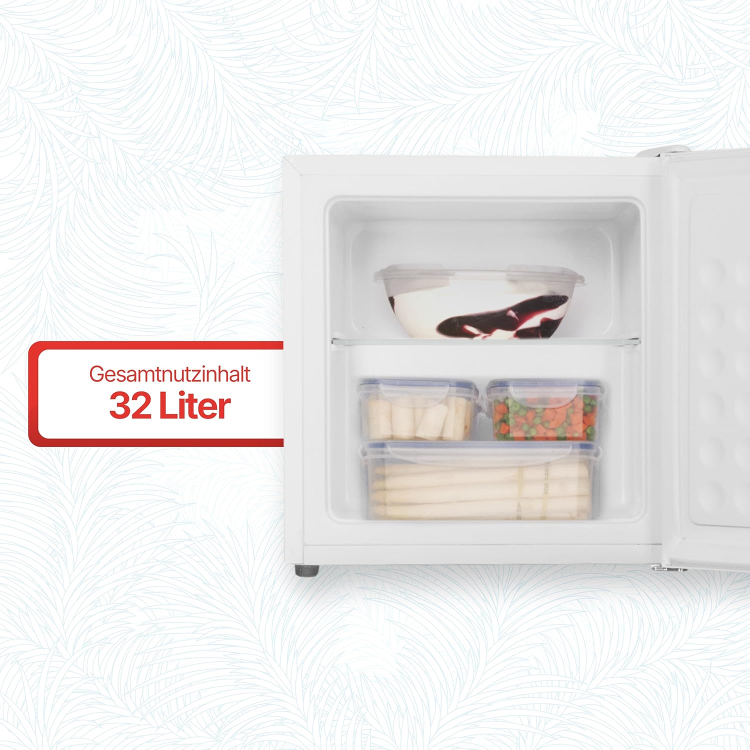 Amica Mini Gefrierschrank freistehend 50x48x44,5 cm 32L 4‑Sterne‑Gefrierfach mit Eiswürfelbehälter Freezer AGB 3010 W - Weiß