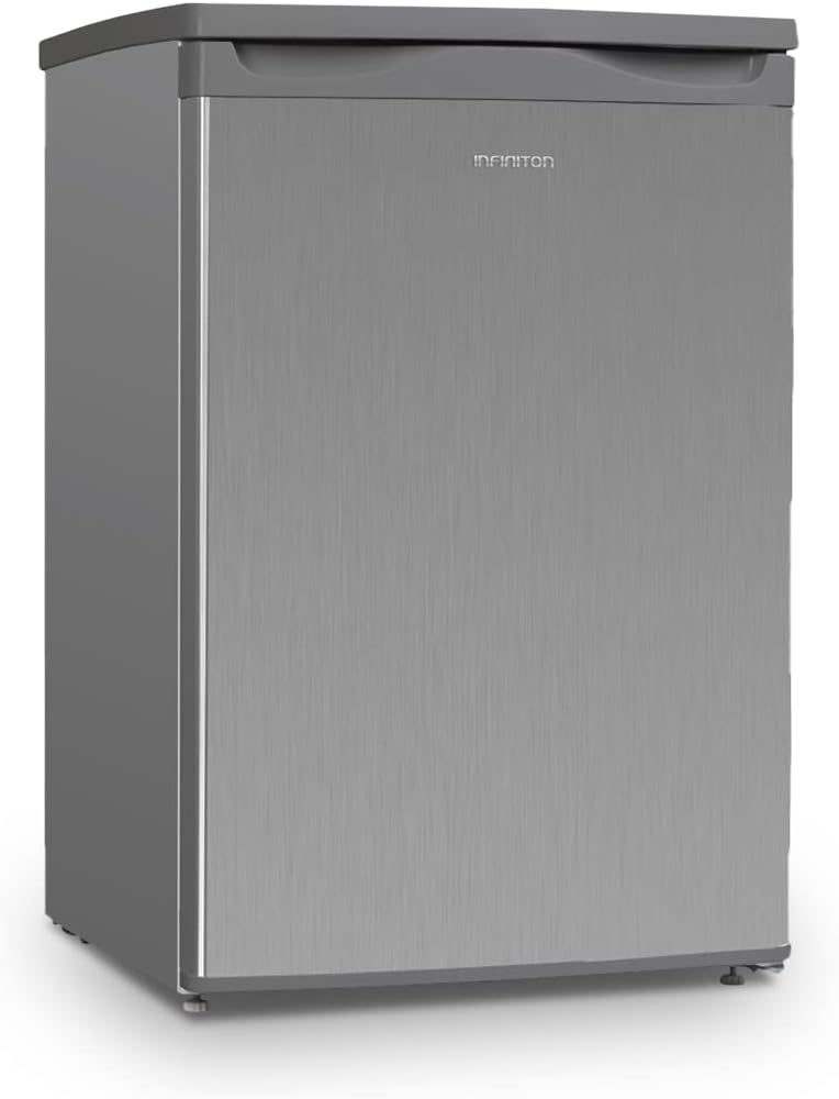 INFINITON CV-A82I – Congelador Vertical, Acero Inoxidable, 80 Litros, 3 Cajones, Control de Temperatura, Puerta Reversible, Clase A++/E