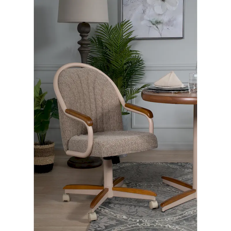 Casual Dining Cushion Swivel-and-Tilt Rolling Caster Chair