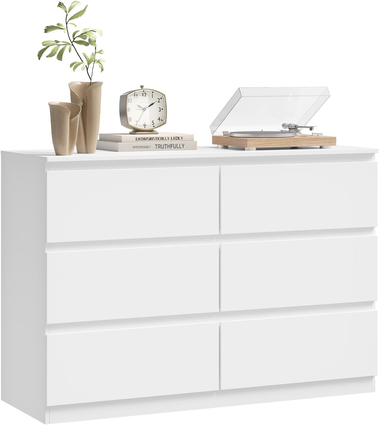 WOLTU Kommode mit 6 Schubladen, Moderner Schubladenschrank für Wohnzimmer, Schlafzimmer oder Flur, aus Holzwerkstoff, 100x69x36 cm, Weiß, KMD007ws