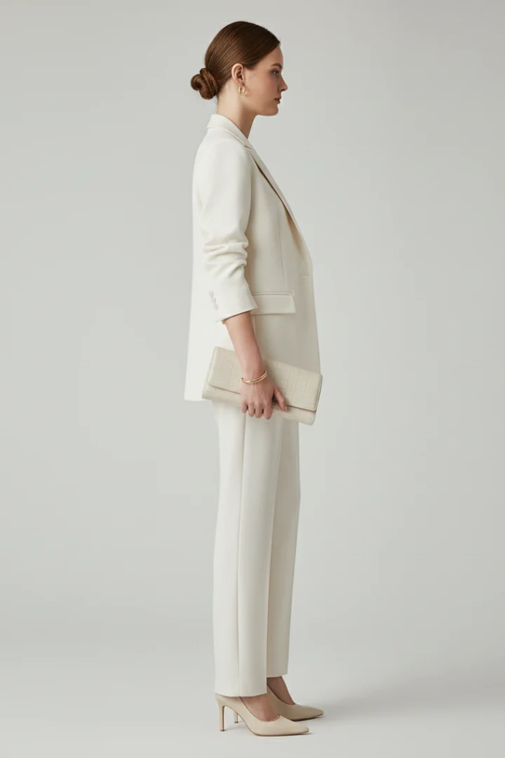 Damen Blazer Set Zweiteiler | Taillierter Blazer und Stoffhose mit geradem Bein | Elegantes Business Outfit f��r Damen