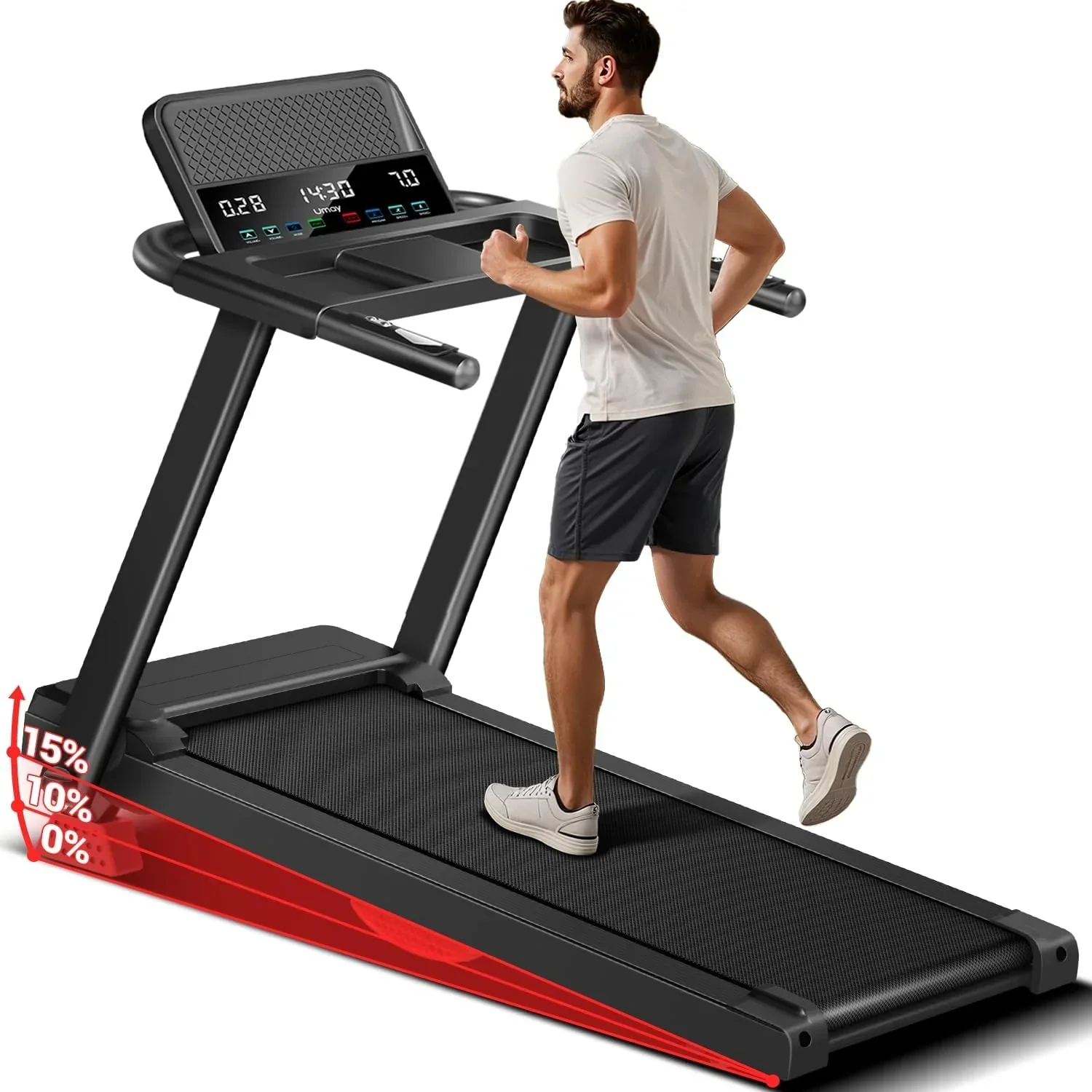 Home Treadmill 15% Incline Treadmill 3.0 hp Quiet Brushless Dual Cushion System