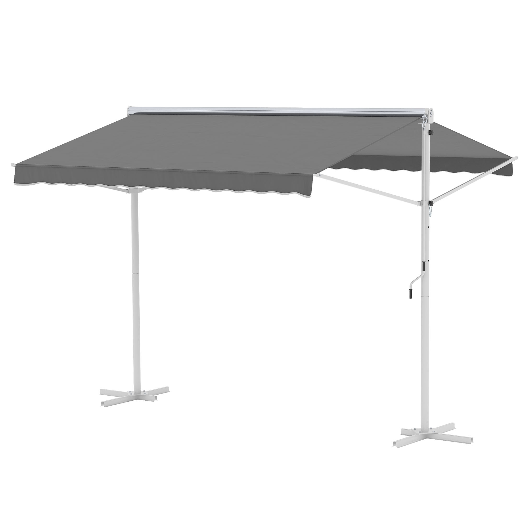 Staande luifel met knikarm tuinluifel luifel zwengel grijs 2,95 x 2,94 m