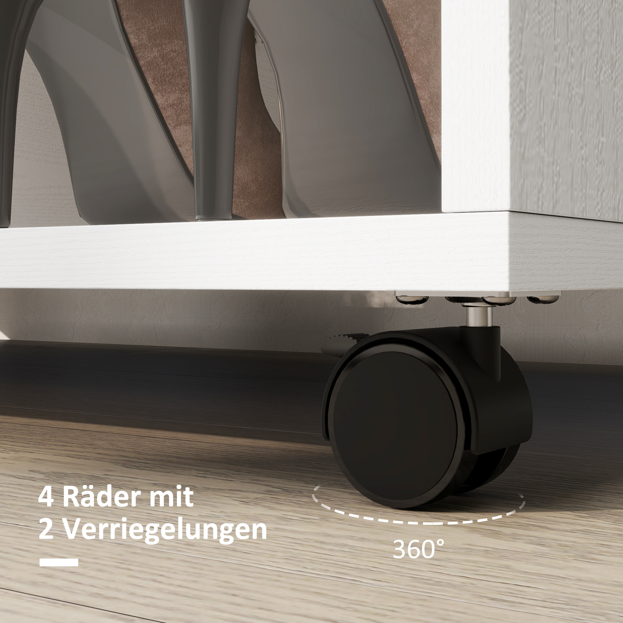 Mobiele Open Garderobe op Wielen, Garderobekast, Verplaatsbaar Kledingrek, 80 x 40 x 128 cm, Wit