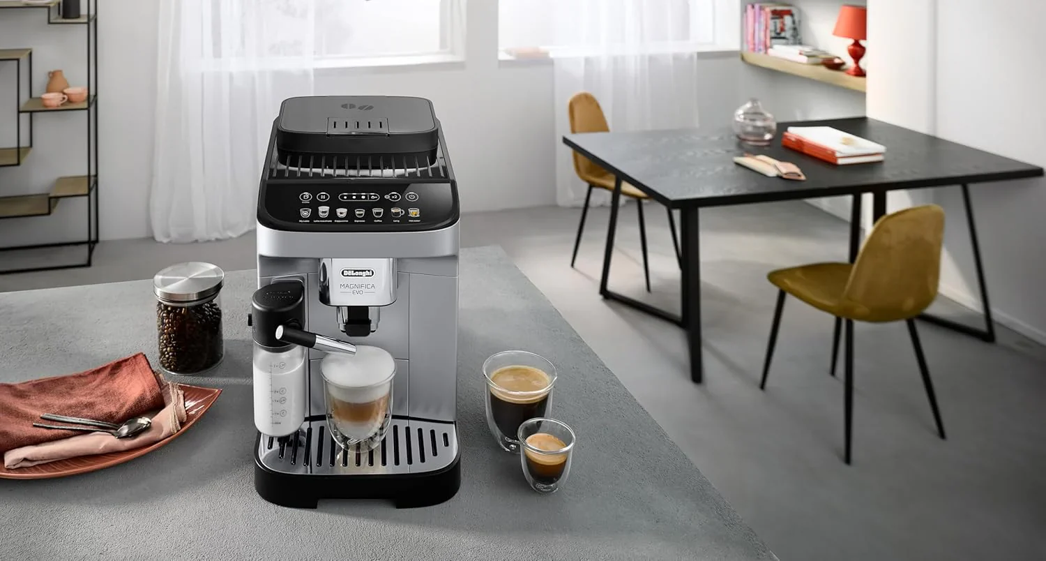 De'Longhi Magnifica Evo Next ECAM312.80.TB, Kaffeevollautomat mit 13 Getr?nken (Cappuccino, Espresso, Latte Macchiato), 2,4'' TFT Farbdisplay, LatteCrema Milchsystem, 2-Tassen-Funktion, Titan