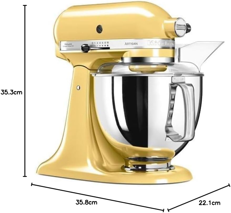 KitchenAid Küchenmaschine I Artisan I Kippbarem Food Processor I Teigknetmaschine mit 5 Zubehör | 2 Schüsseln aus Edelstahl | 4.8 L | Schwarz