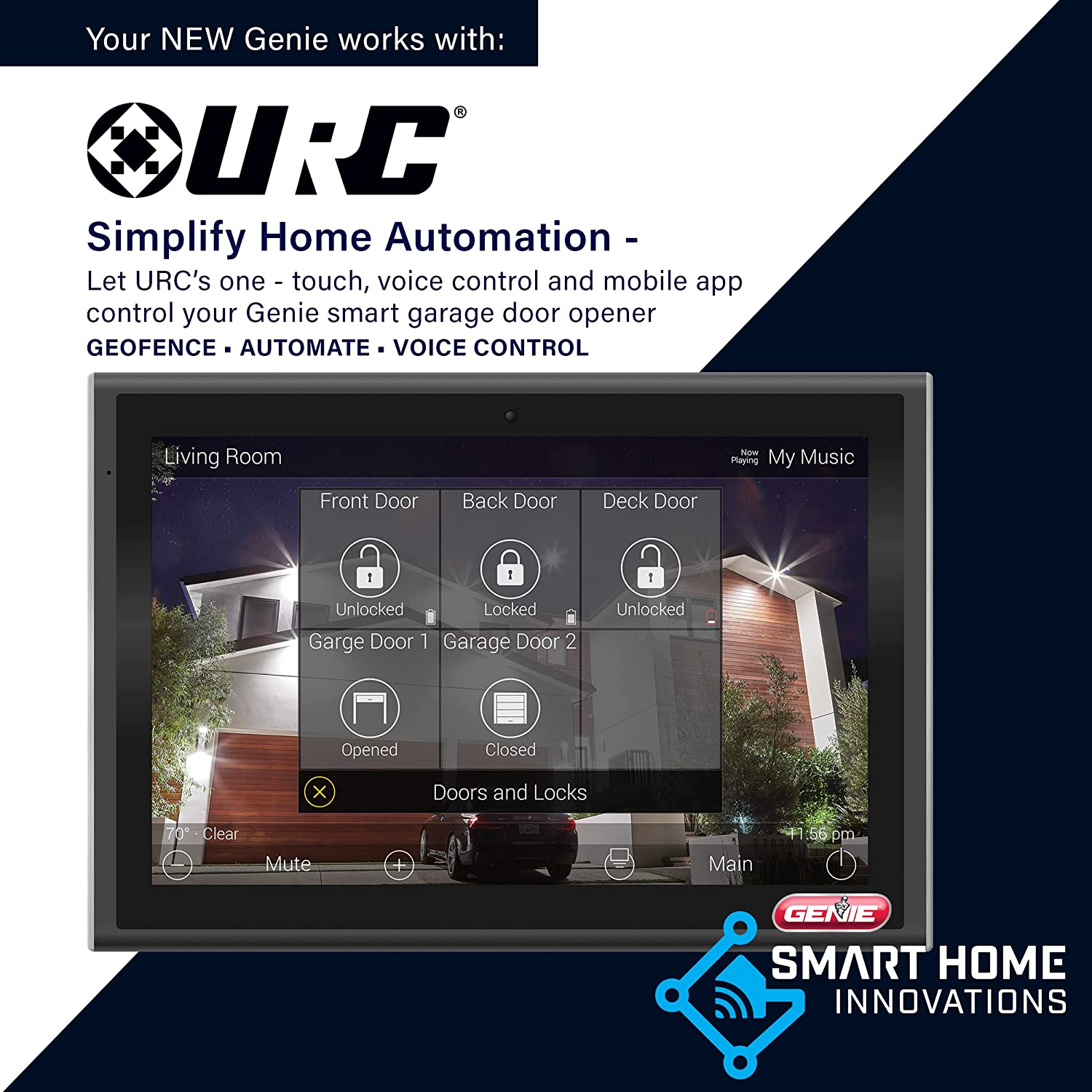 Genie 6172H O Smart Wall Mount Garage Door Opener with Aladdin Connect, Space Saving Design, Quiet 24v DC Motor