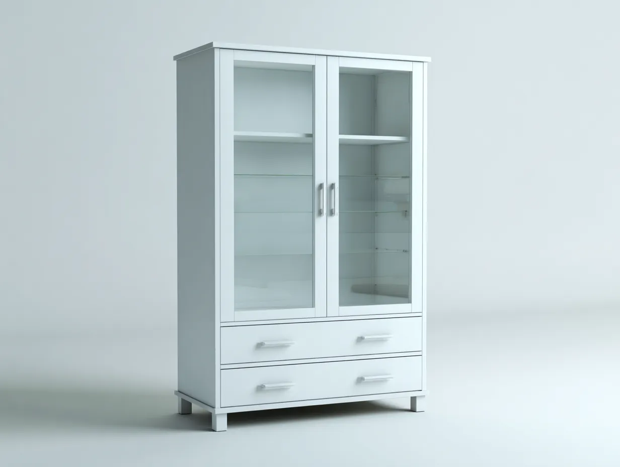 Vitrine-Holzwerkstoff-Glas-92 x 42 x 178 cm-Weiß-Moderner Stil