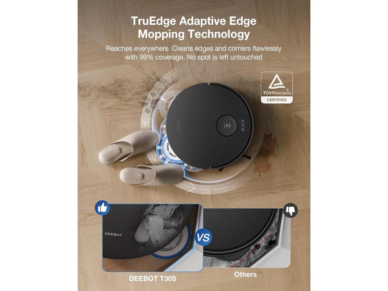 ECOVACS Robotics - T30S COMBO COMPLETE Robotstofzuiger en dweil plus draadloze handstofzuiger