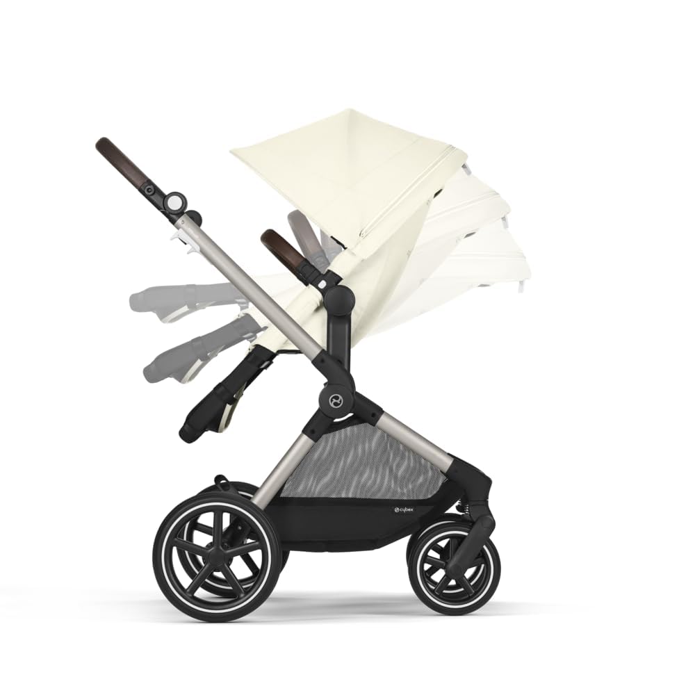 CYBEX Gold Kinderwagen EOS Lux 2-in-1, Reisesystem, Ab Geburt bis 22 kg (ca. 4 Jahre), Moon Black