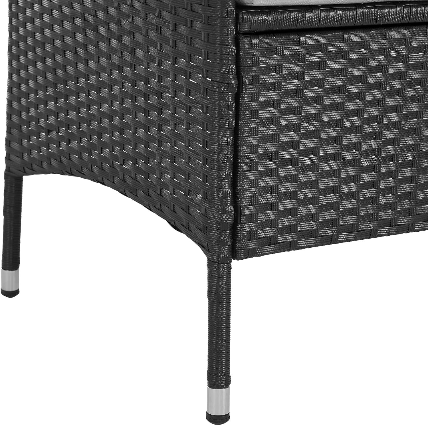 SVITA Chicago Sitzbank Polyrattan Garten-Bank Rattan Gartenmöbel Schwarz