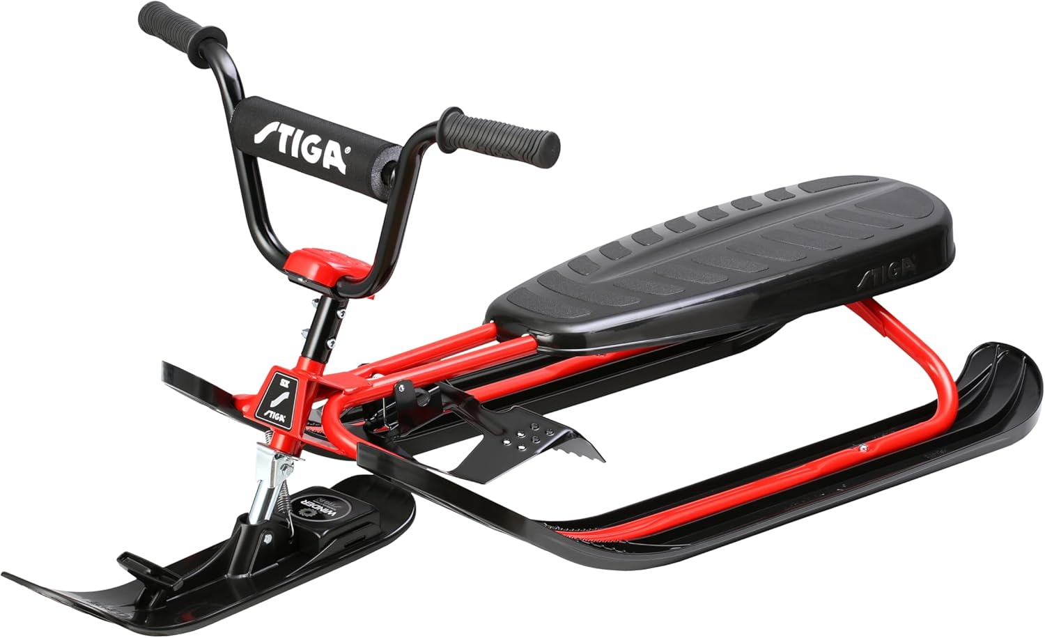 STIGA Snowracer Curve SX – Robuster Schlitten mit BMX-Lenker, Stahlrahmen, Bremse und Zugseilwinde – Lenkschlitten für Kinder ab 7 Jahren und Erwachsene, Max. 90 kg