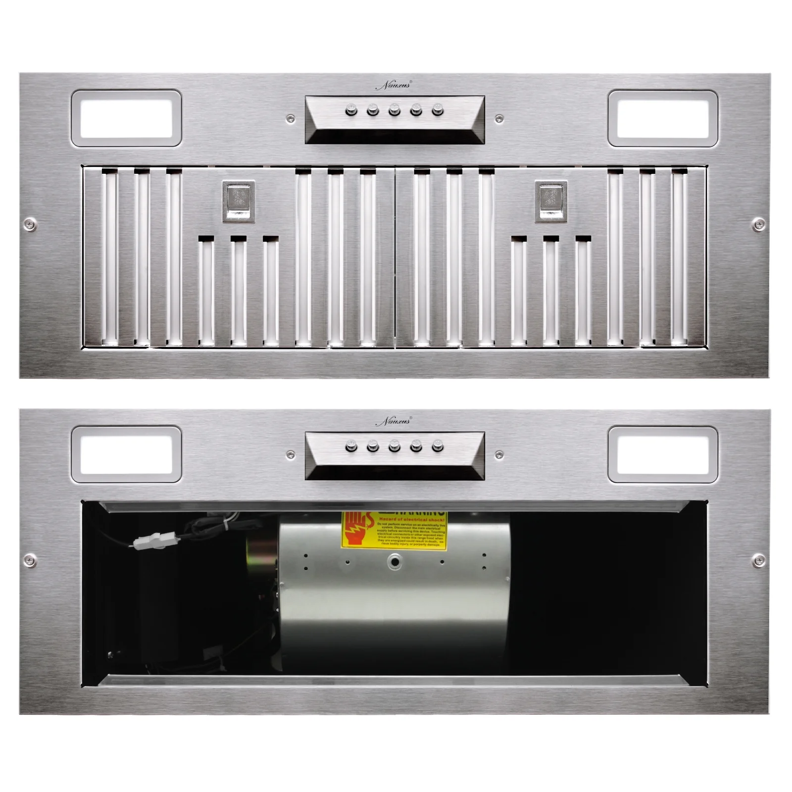 2025 30 Inch Ingebouwde Afzuigkap, 600 CFM, Ingebouwde Keukenextractor met 3 Snelheden, Ultra Stille Werking, Roestvrij Staal, Vaatwasserbestendige Filters, Warm Wit LED Verlichting