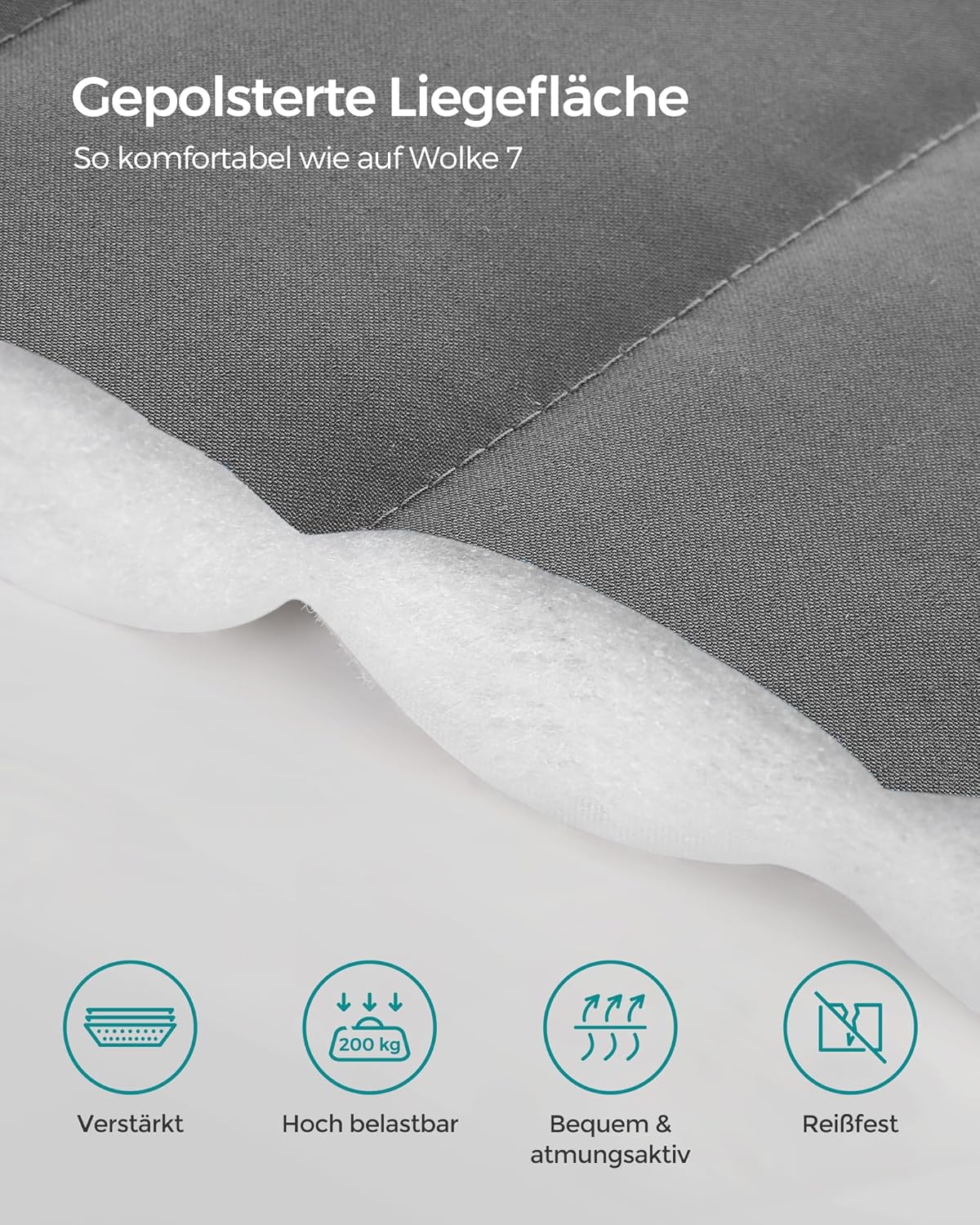 SONGMICS Hängematte mit Gestell, Hängemattengestell aus Metall, Doppelhaltestange, mit Kissen, bis 200 kg belastbar, Garten, schwarzes Gestell und graue Hängematte GHS002G01