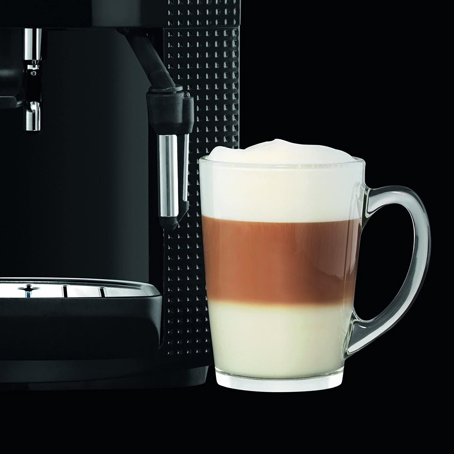 Krups Arabica Picto Kaffeevollautomat, Milchschaumdüse, 2-Tassen-Funktion, Drehregler, Einfache Reinigung, Kaffeemaschine, Schwarz, EA810870