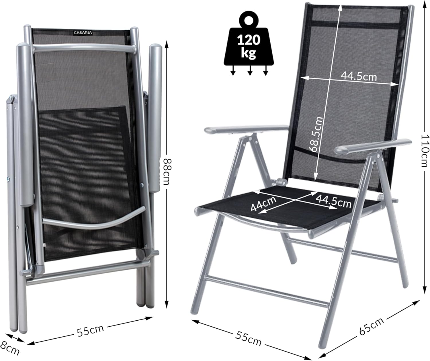 Casaria® Gartenmöbel Set 8 Stühle mit Tisch 190x90cm Aluminium Sicherheitsglas Wetterfest Klappbar Modern Terrasse Balkon Möbel Sitzgruppe Garnitur Bern