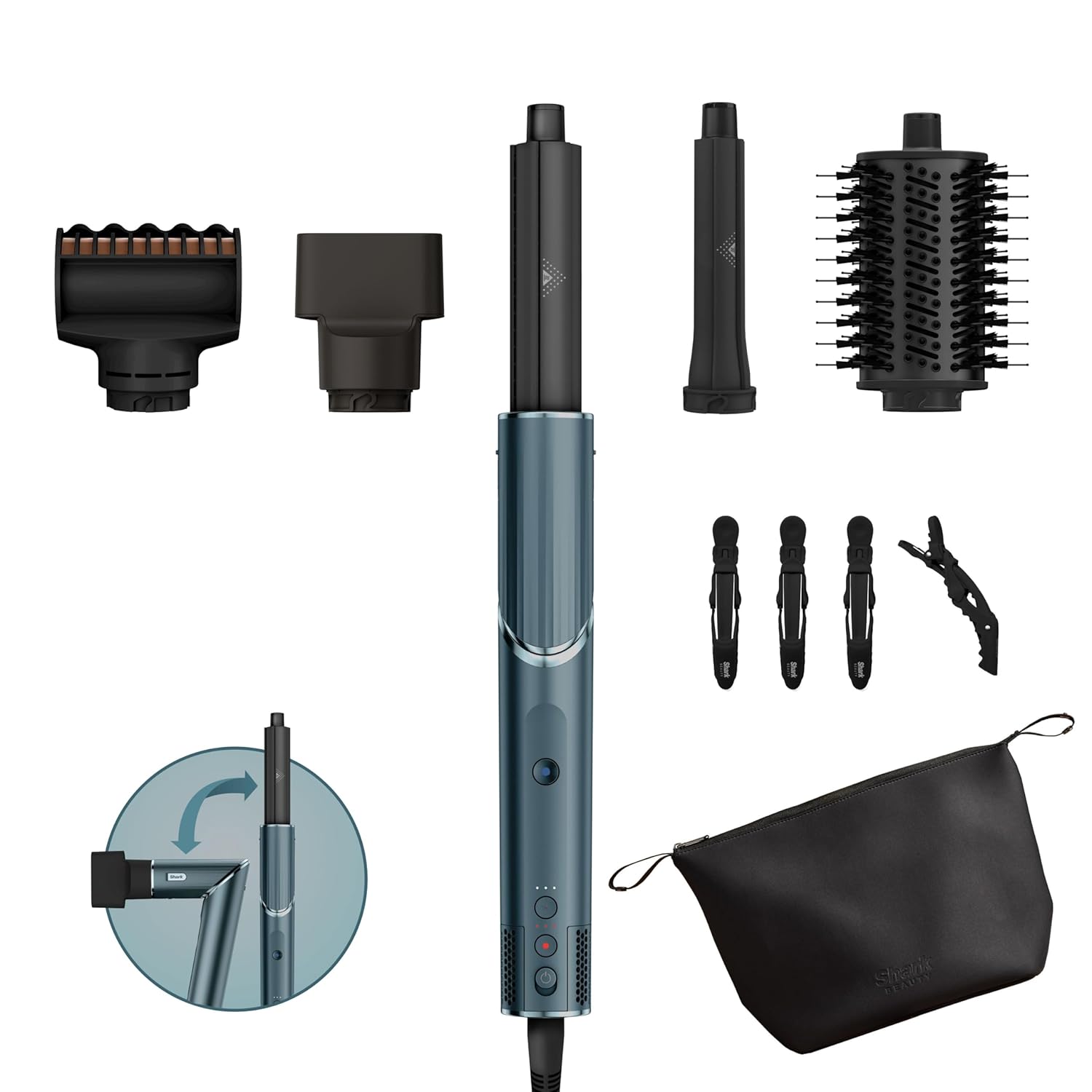 Shark FlexStyle 5-in-1 Luftstyler & Haartrockner, Auto-Wrap-Lockenaufsatz, Paddle-Bürste, Ovalbürste, Konzentrator, Diffusor, Aufbewahrungskoffer, Keine Hitzeschäden, Schwarz/Roségold, HD440EU