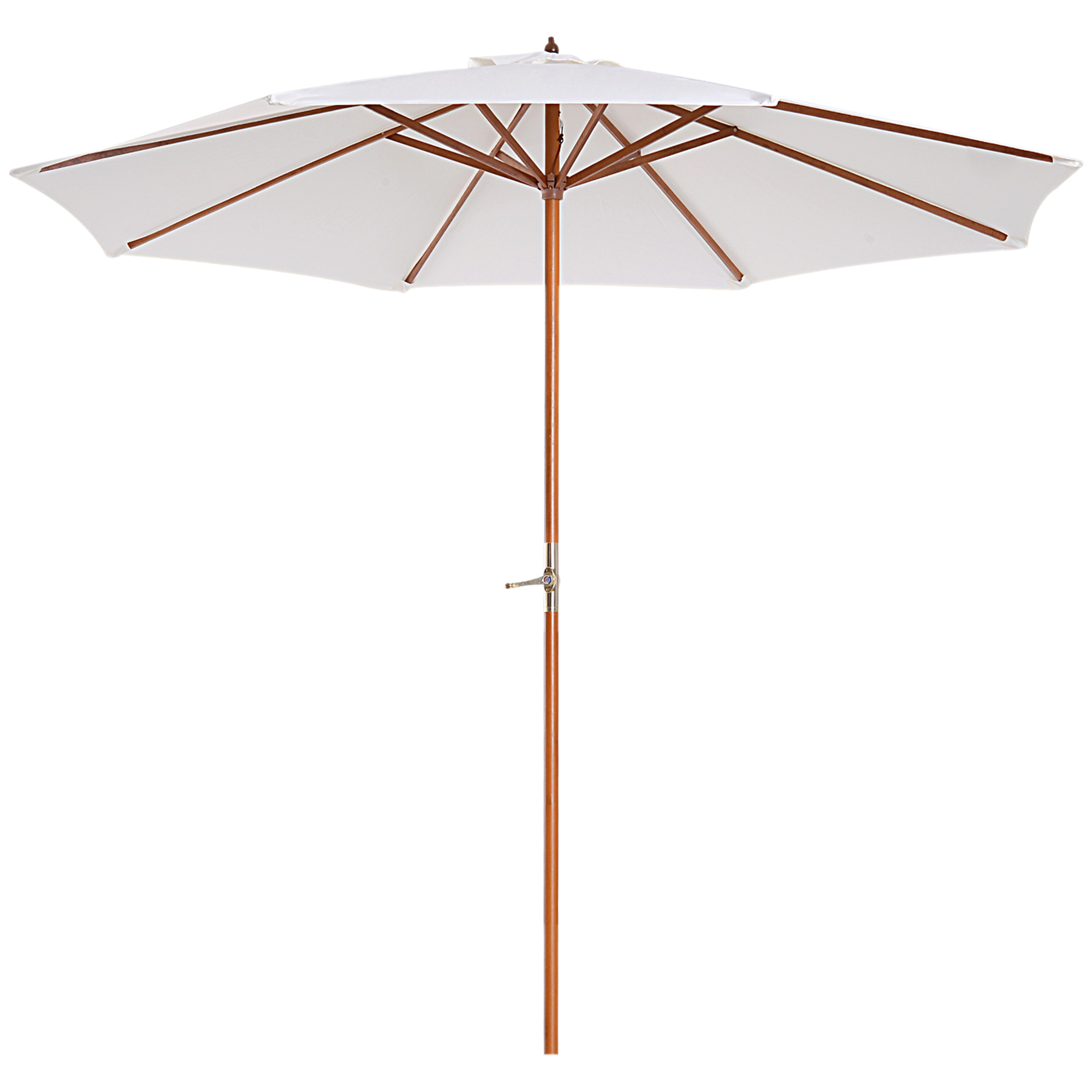 Zonnescherm tuinscherm houten parasol parasol met zwengel balkonparasol populierenhout �� 2,7 m