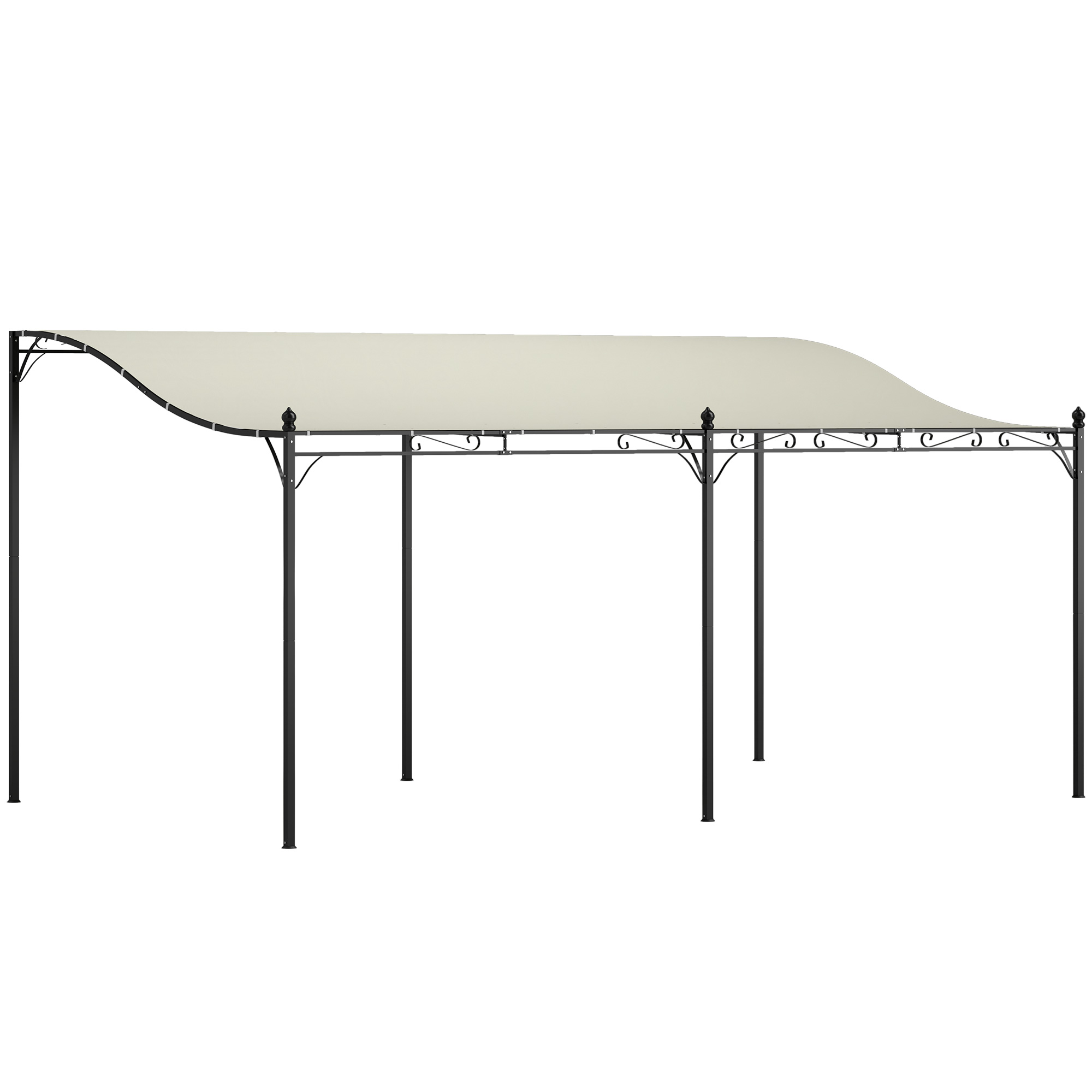 Outsunny 3 x 5 m Pergola, Flexibel Tuindak met Waterdichte Zeil en Metalen Frame, Schaduwplek, Crèmewit