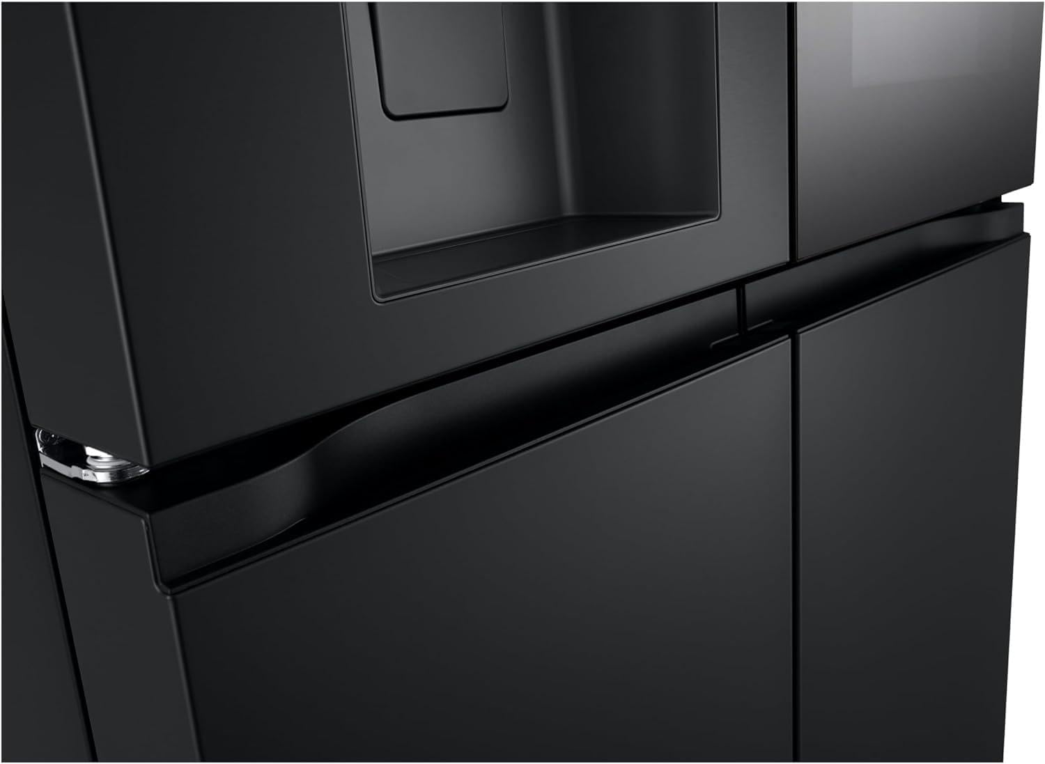 LG GMG861EPAE InstaView SLIM Multi-Door, Klasse E, 508 L, Kühlschrank mit Gefrierfach, Eis-, Crushed Ice- Wasserspender mit UVnano, Total NoFrost, Smart Inverter Kompressor, Wi-Fi, Farbe Matte Black