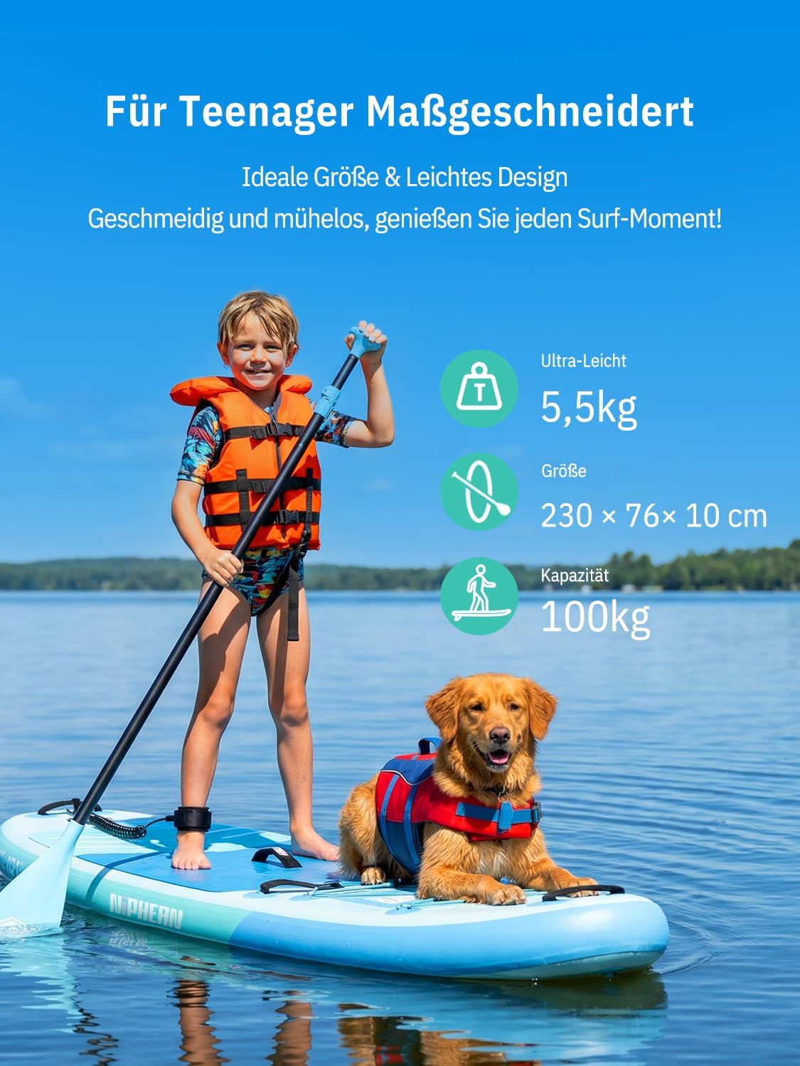Niphean Stand up Paddling Board mit Sitz, (Ultraleichtes) SUP Board für Frauen, Standup Paddle Board mit +30% Balance StabilTrac-Finne, Anti-Rutsch Inflatable Paddle Board für Yoga&Haustierfreundlich