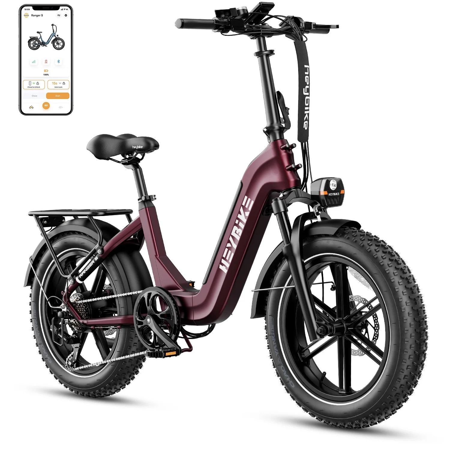 Heybike Ranger S Electric Bike for Adults, 750W Foldable Ebike with 48V 14.4AH Removable Battery, 20