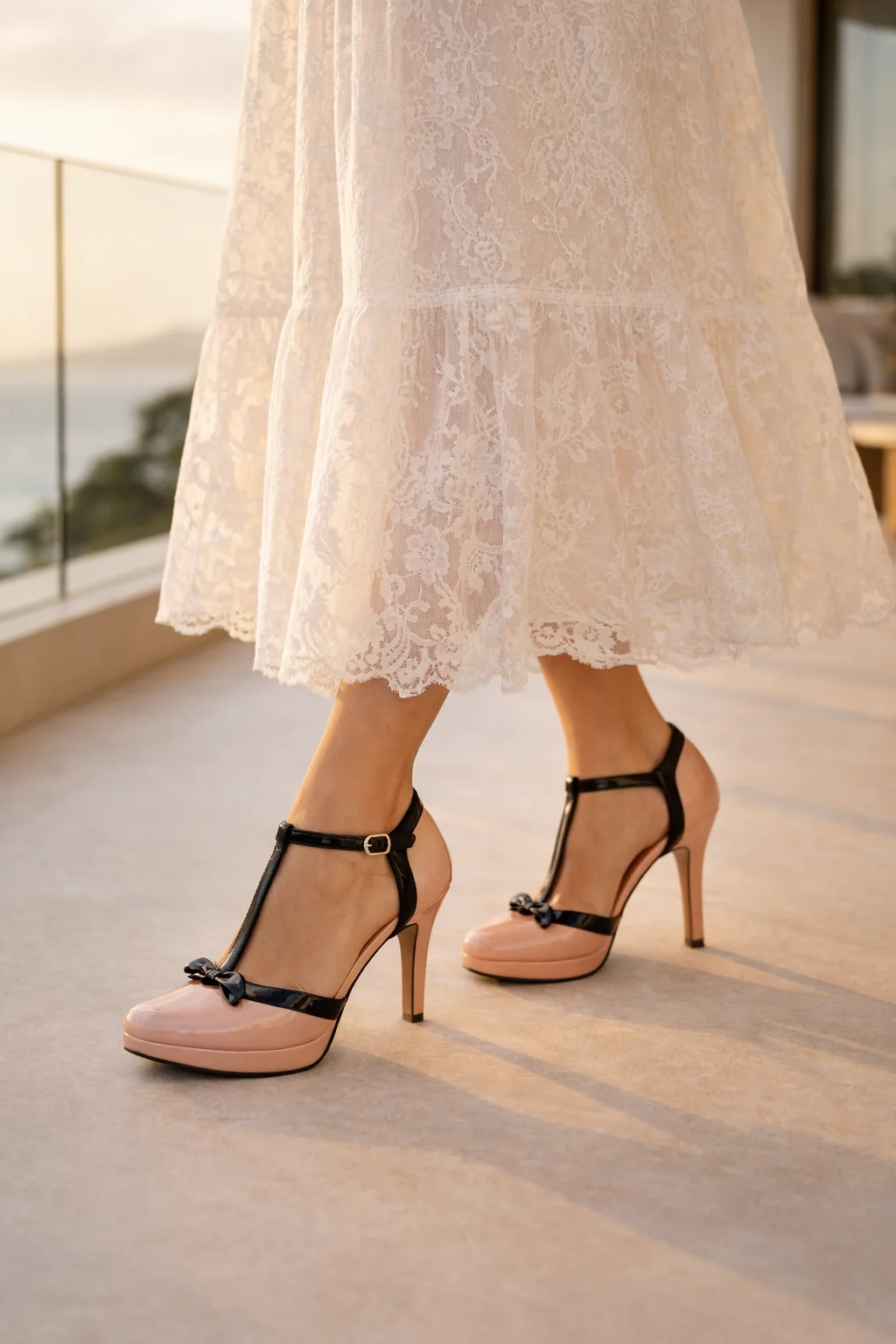Damen Plateau High Heels mit verstellbarem Kn?chelriemen | Elegante Pumps f��r Hochzeiten & Events | Plateau Abendschuhe