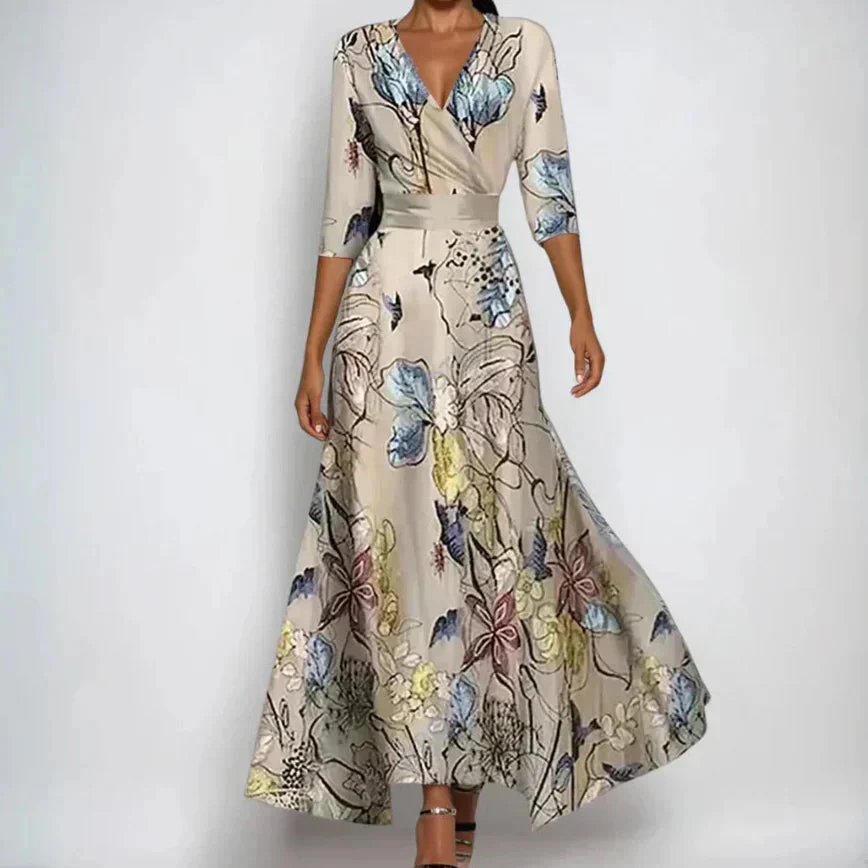 Blomstret kjole til kvinder med elegant pasform til fest