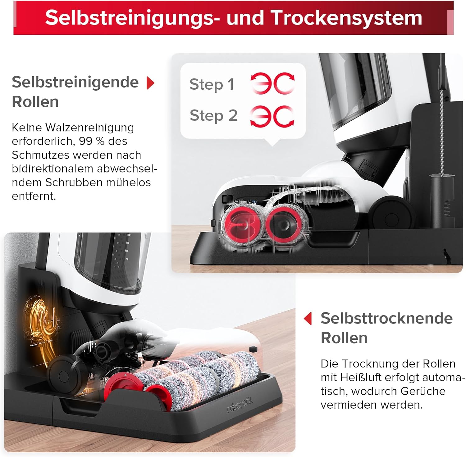 roborock Dyad Pro Nass Trockensauger Kabelloser Staubsauger 17000pa Automatische Trocknung & Selbstreinigend Wischsauger mit APP-Steuerung, Doppelte Wassertanks für Harte Bden