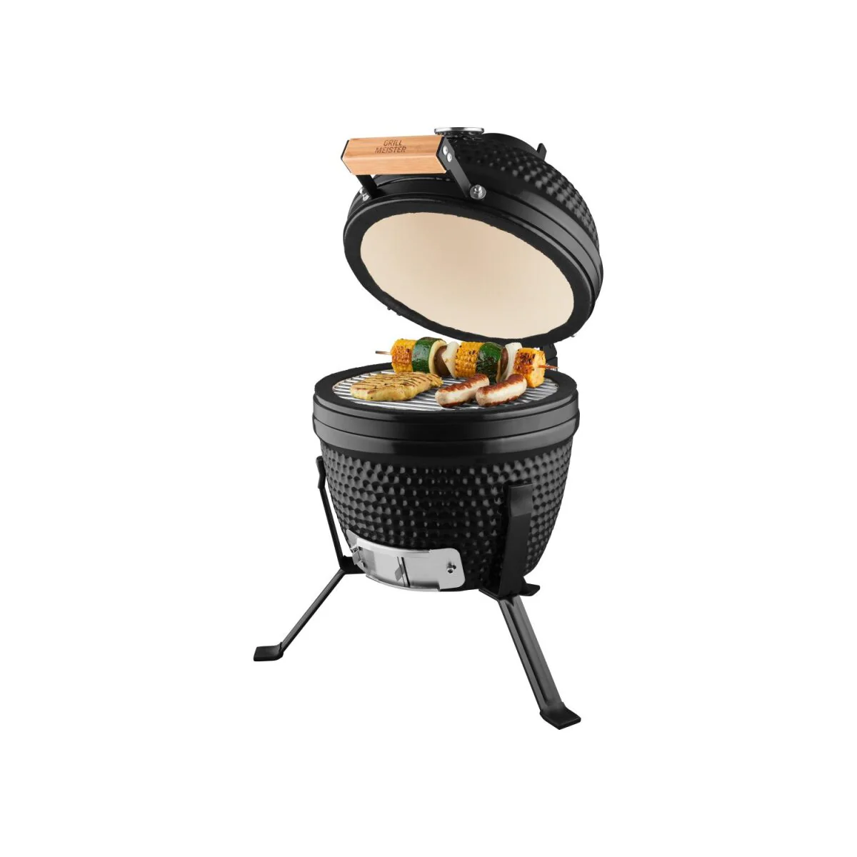 GRILLMEISTER Mini-keramische barbecue, voor houtskool, zwart - B-keus, zo goed als nieuw