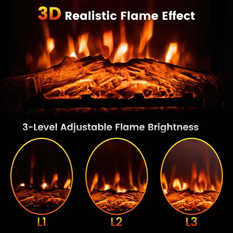 32Quot Solid Electric Fireplace With Mantel 1400W Freestanding Mantel Fireplace Heater With Remote Control Thermostat 6H Timer