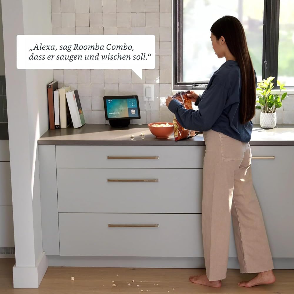 iRobot Roomba Combo Essential Saug- und Wischroboter (Y0112), leistungsstarkes Saugen und Wischen, 4-Stufen-Reinigungssystem, 3 Saugstufen, Spot-Cleaning, steuerbar über App, Tasten oder Sprache, Wei