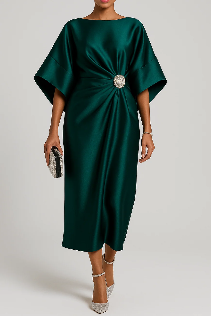 Maxikleid aus Satin mit weiten ?rmeln f��r Damen