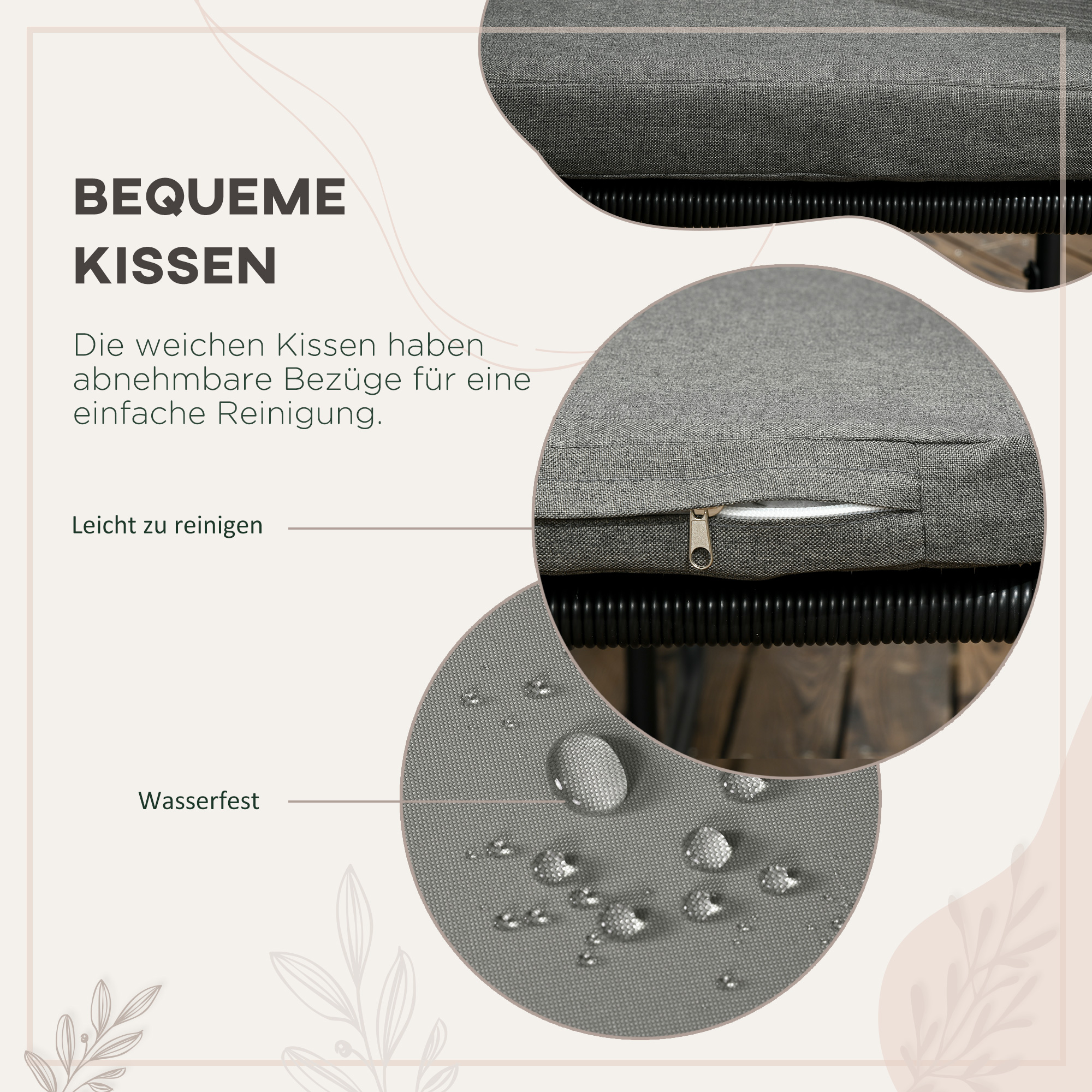 5-delige tuinset, polyrattan, inclusief zitkussens, weerbestendig, zwart/grijs