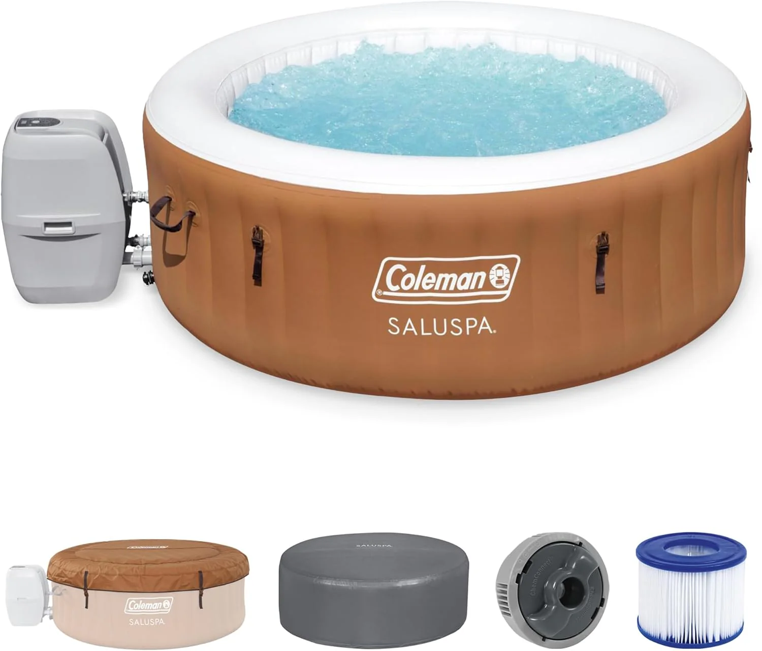 Coleman SaluSpa Miami AirJet 2 to 4 Person Round Inflatable Hot Tub Portable Outdoor Spa with 120 Soothing AirJets and Insulated Cover. Black