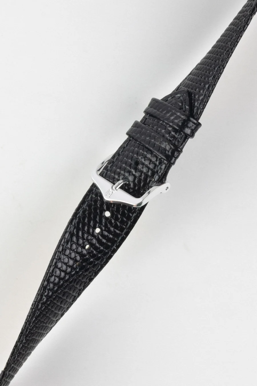 Hirsch RAINBOW NQR Lizard-Embossed Leather Watch Strap in BLACK