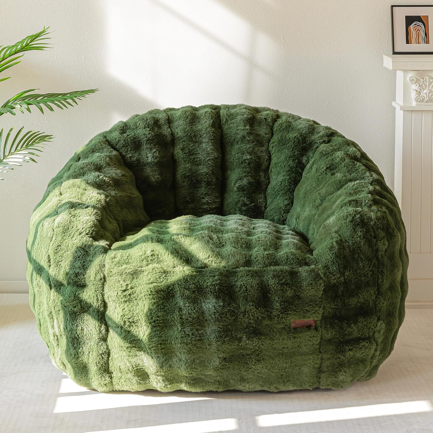 MAXYOYO Giant Bean Bag Chair Oversized Bean Bag Couch Faux Fur Shell-Shaped Large Chair