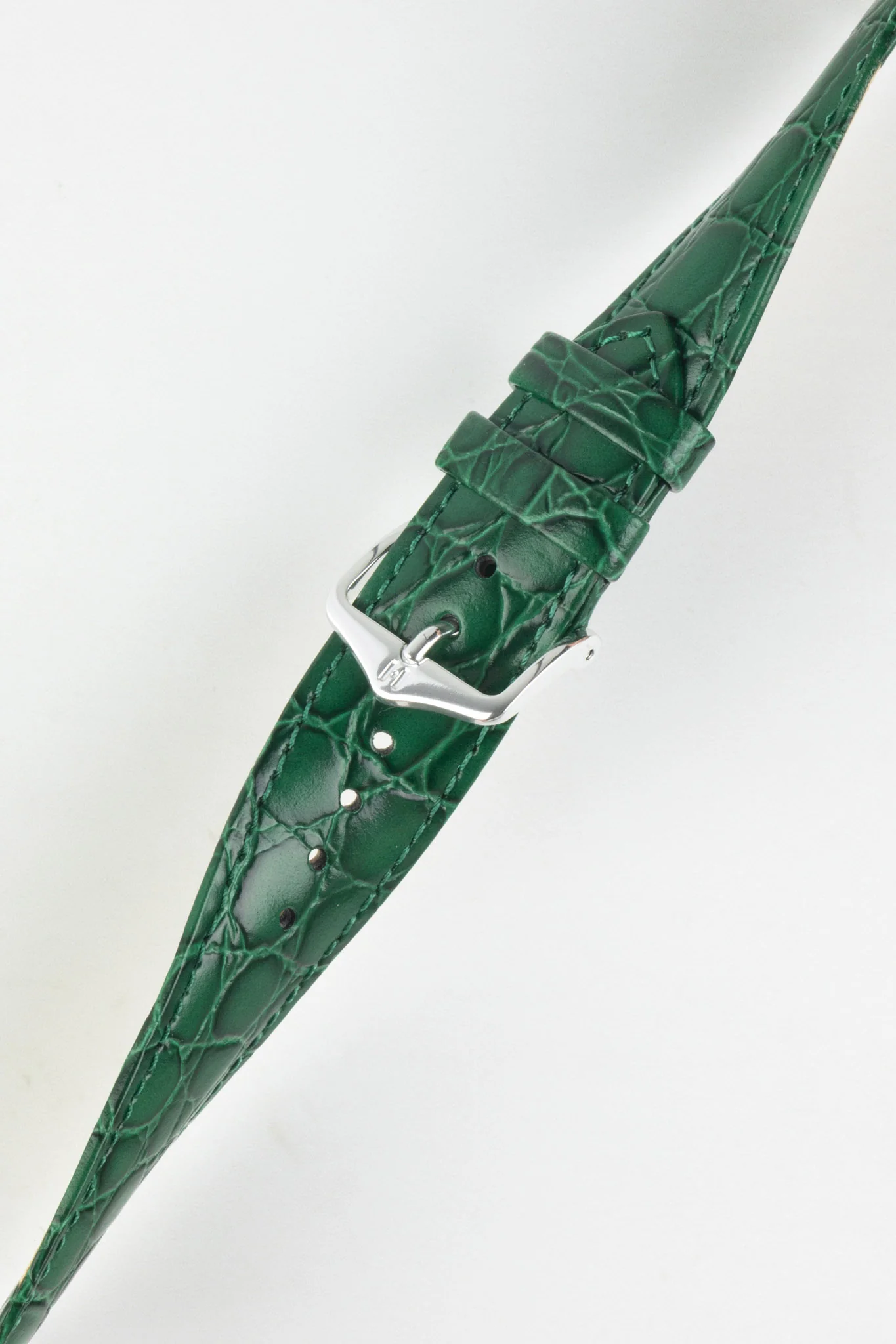 Hirsch CROCOGRAIN Crocodile Embossed Leather Watch Strap in GREEN