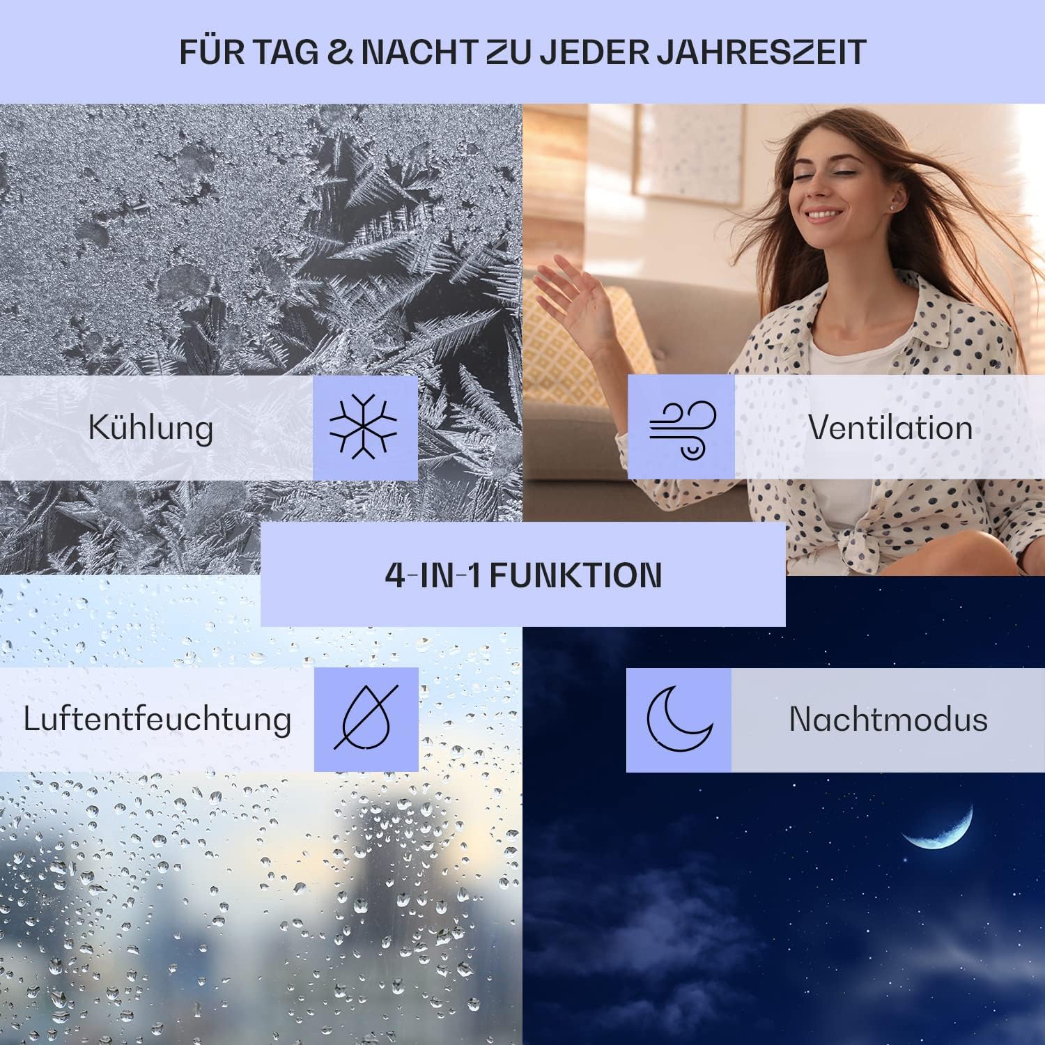 Klarstein Mobiele Airconditioner met Afvoerslang, 3-in-1 Airco met Ventilator & Luchtontvochtiger, Kleine & Draagbare Airco voor Thuis & op Kantoor, 10000 BTU AC met Laag Verbruik
