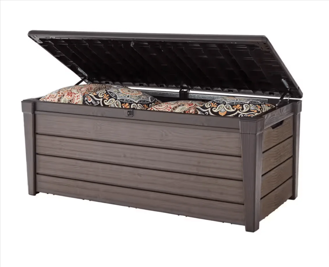Keter Brushwood 120 Gal. Grote Opbergkist voor Buiten �C Bruin 227011 �C Duurzaam Resin Kunststof voor Patio, Tuin en Grasveld