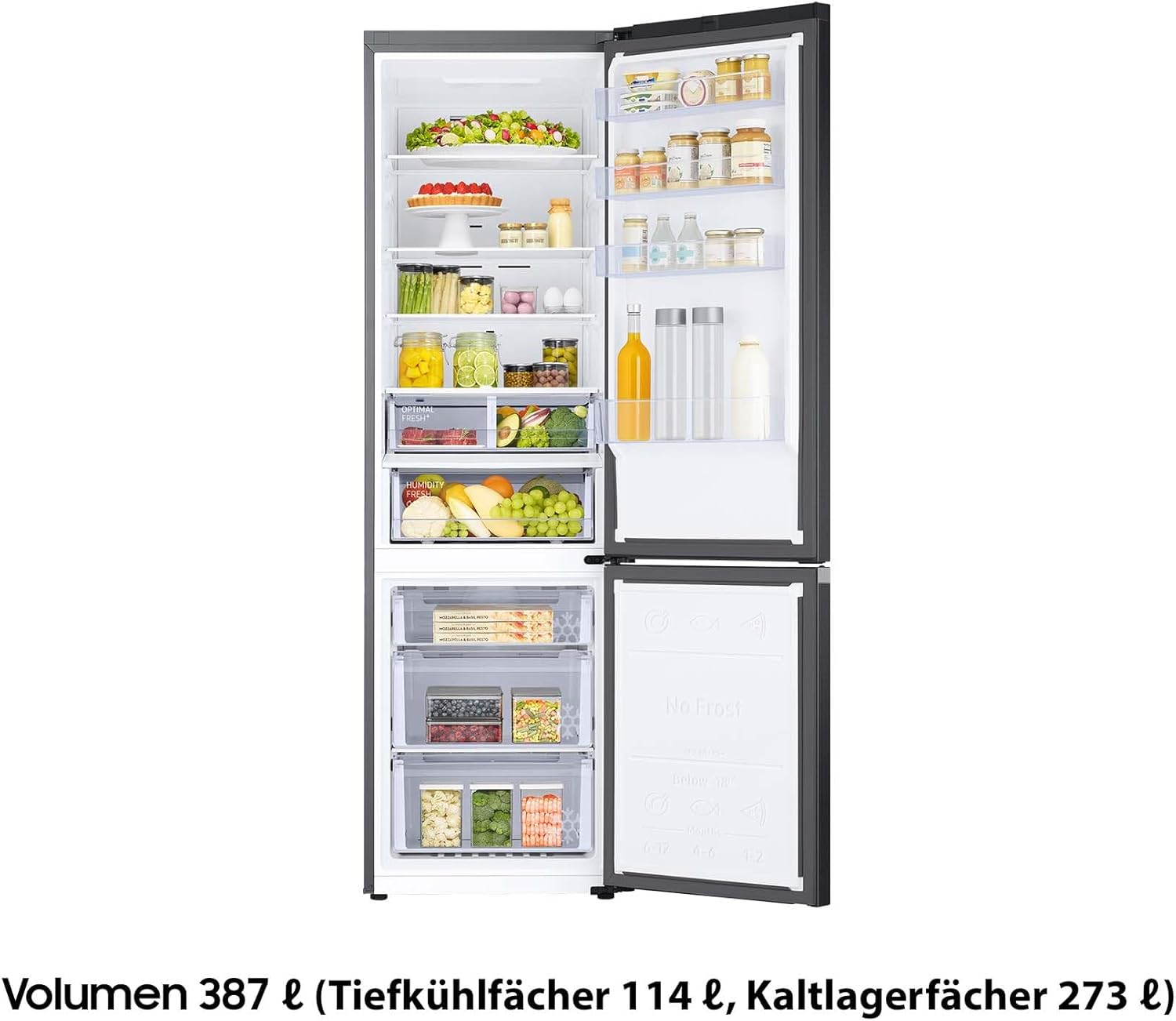 RL38T607BB1/EF Kühl-Gefrierkombination, 203 cm, 387 l, Kühlschrank mit Gefrierfach, Twin Cooling+, No Frost+, SpaceMax, Optimal Fresh+, Humidity Fresh, Premium Black Steel