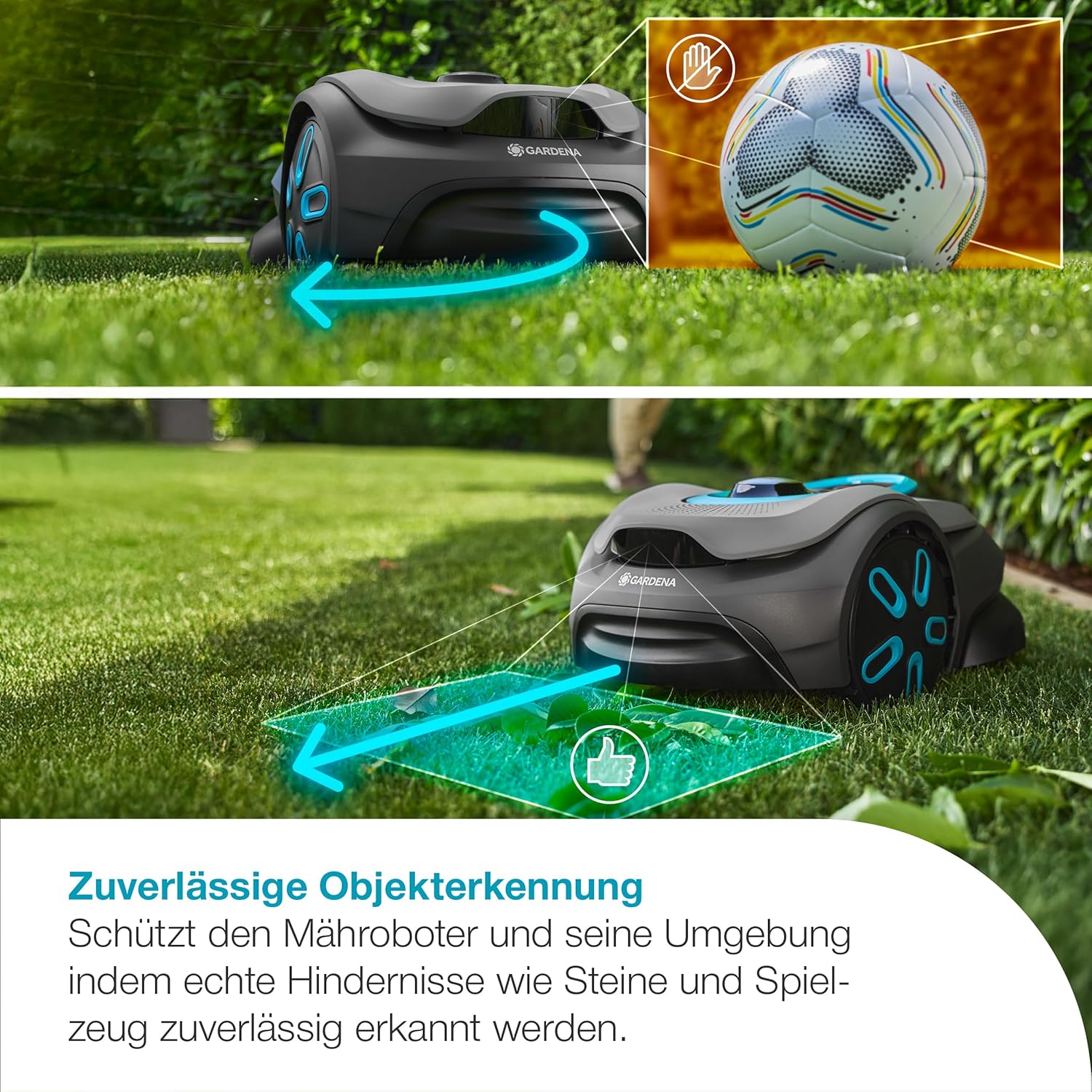 Gardena smart SILENO Sense 600 m2 Mähroboter: Technologie ohne Begrenzungskabel, Mähen mit KI, Eingebaute Kamera (19942-20)