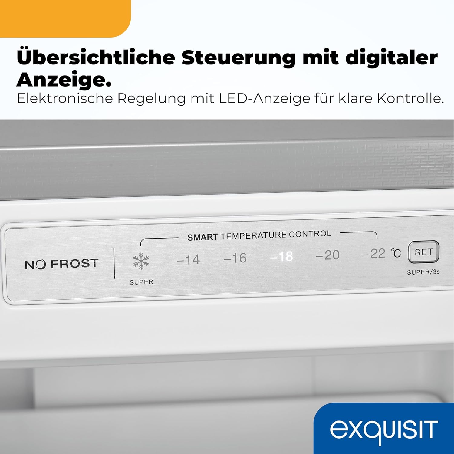 Exquisit Gefrierschrank 204 l Nutzinhalt, Energieklasse E, 39 dB(A) NoFrost, Schnellgefrieren, elektronische Temperaturregelung, Türalarm, hohe Bauform für mehr Stauraum GS5271-NF-H-040E weiss