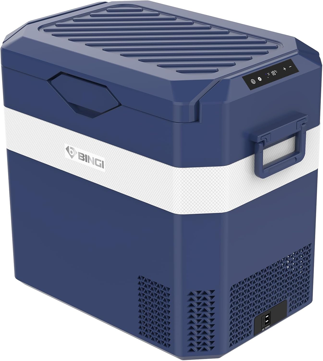 BINGI Glacière Electrique Voiture 38L à Compression avec Refroidissement Rapide - Réfrigérateur Portable Jusqu‘à -18°C, 12V/24V/220V, Pour Camping-Car, Van, Camion, Bateau, Voiture, Maison, Camping