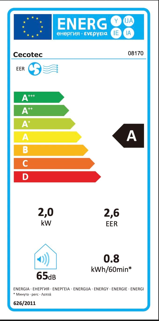 Cecotec Tragbare Klimaanlage mit Fernbedienung ForceClima 7100 Soundlos. 7000 BTU, Soundless Technology, LED -Bildschirm, 4 Modi, 2 Geschwindigkeiten, Abdeckung von bis zu 15 m2