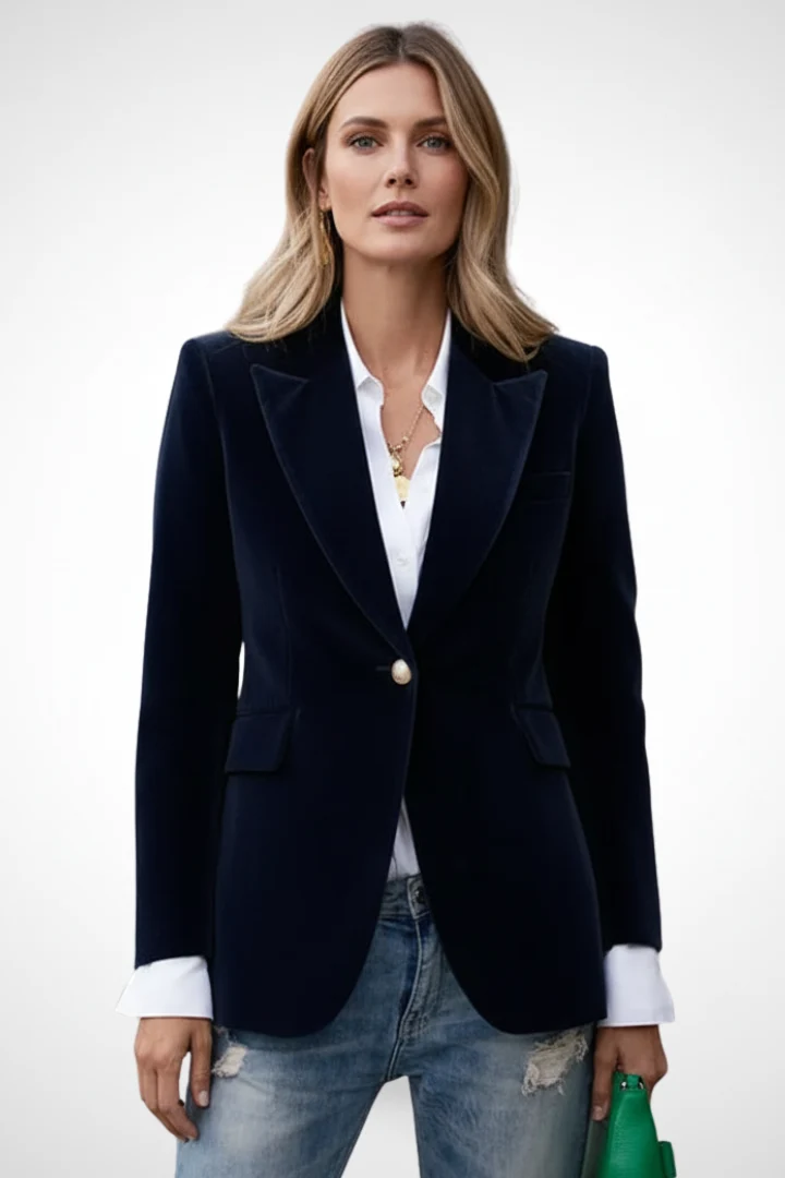 Klassischer Damen Blazer mit Reverskragen und Einknopf-Verschluss | Eleganter Business Blazer mit Taschen & Langarm