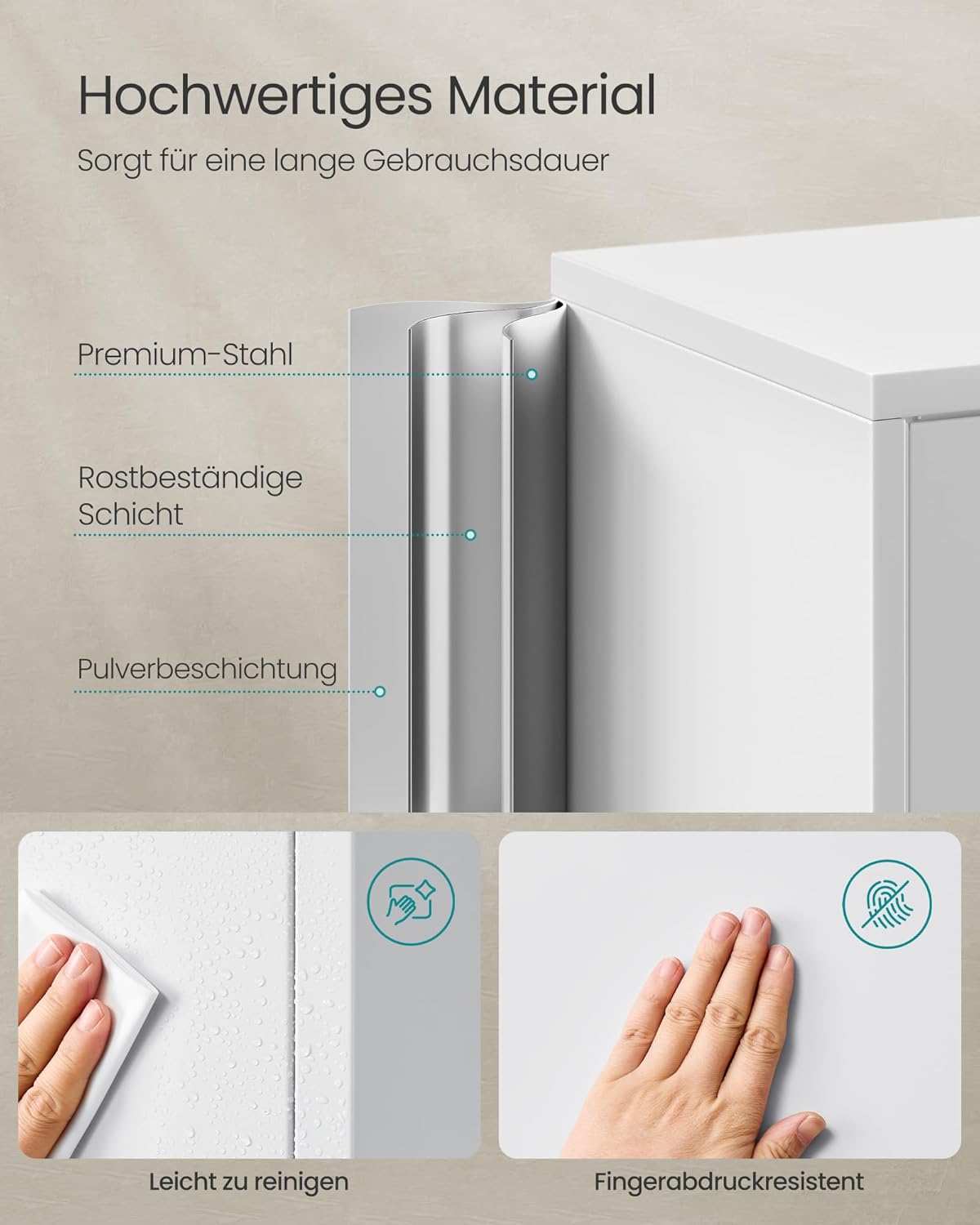 SONGMICS Aktenschrank, Mehrzweckschrank, Büroschrank, mit 4 Türen und 5 Ebenen, 40 x 80 x 180 cm, 2 Schlösser, verstellbare Ablagen, Aufbewahrungsschrank aus Stahl, mattgrau OMC016G01