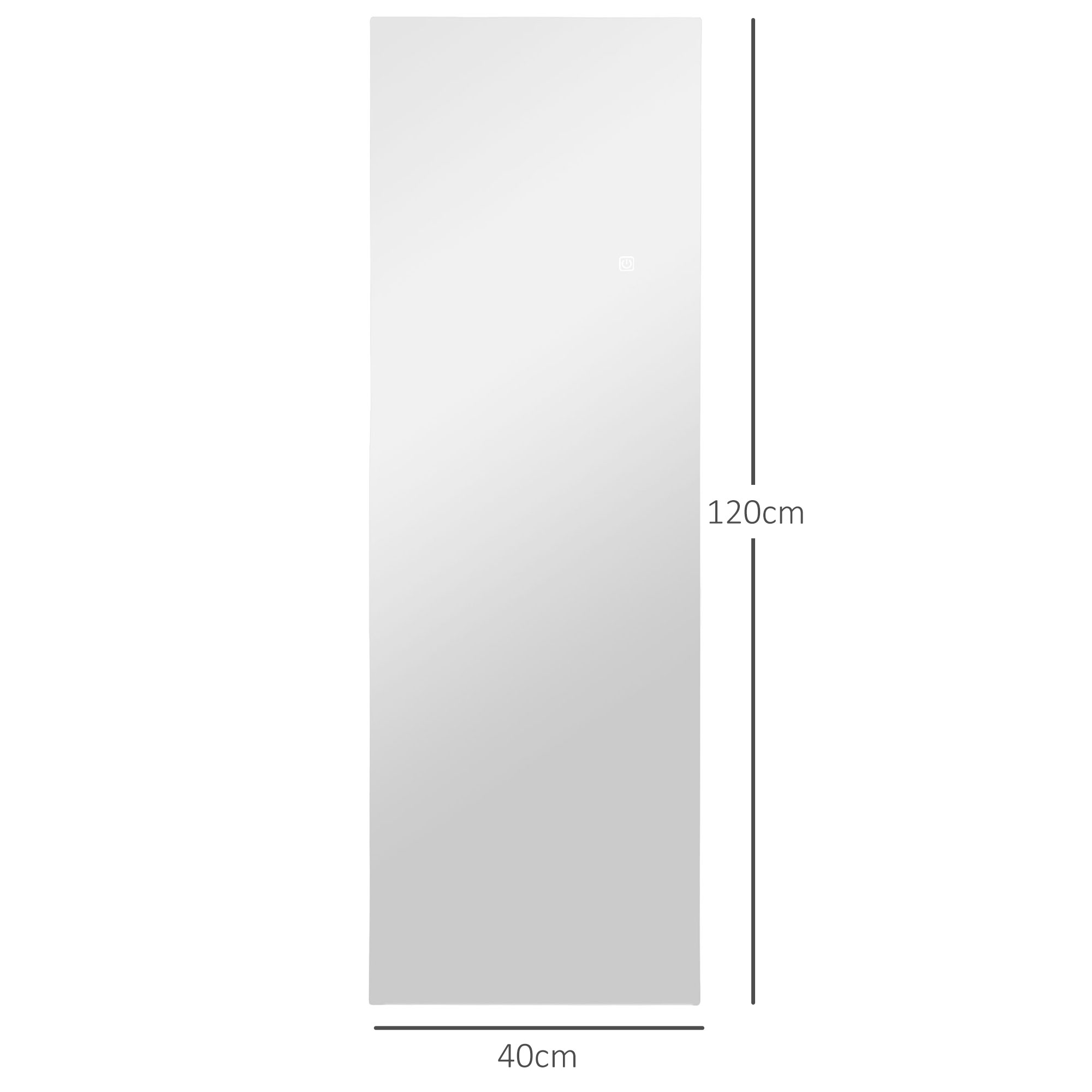 LED Volledige lichaamsspiegel, dimbaar, randloos, Touch-bediening, 40 x 120 cm