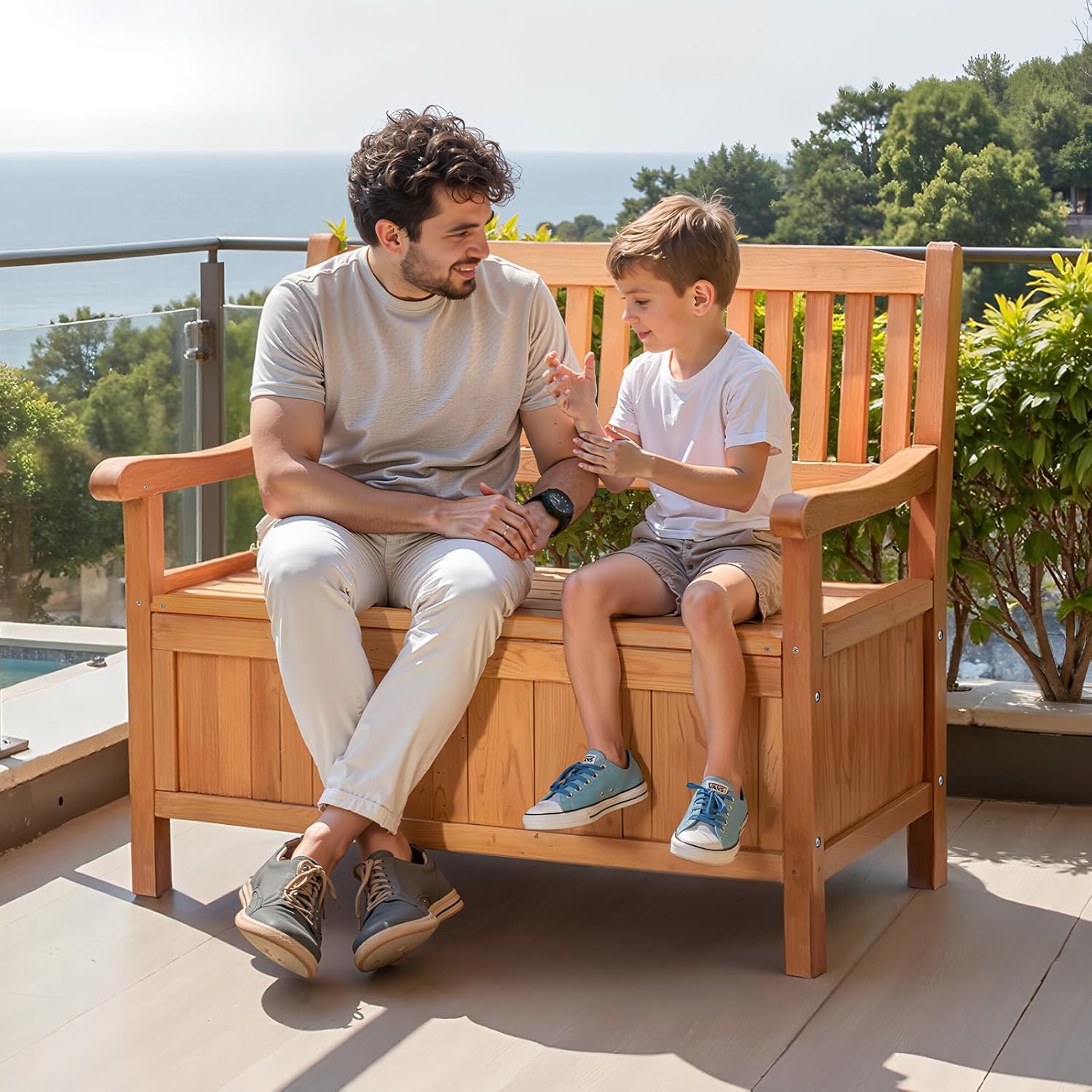VEVOR Gartenbank, Truhenbank mit Stauraum, Aufbewahrungsbank, Tragkraft bis zu 328 kg, Gartensitzgelegenheit & Veranda-Dekoration, für Terrasse, Garten, Balkon, 106,5x58,5x90,1 cm